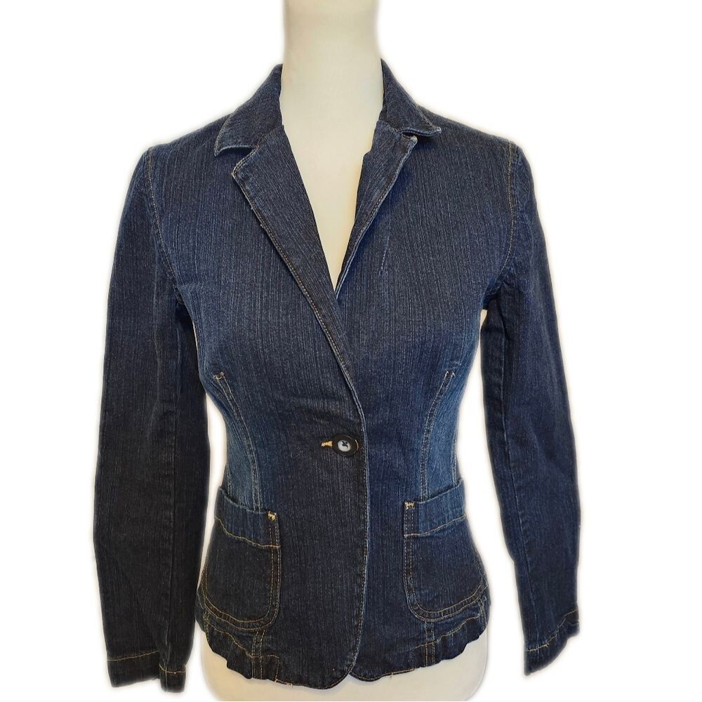 NY Jeans New York & Company - size 2 - denim jacket - dark wash - 99% cotton